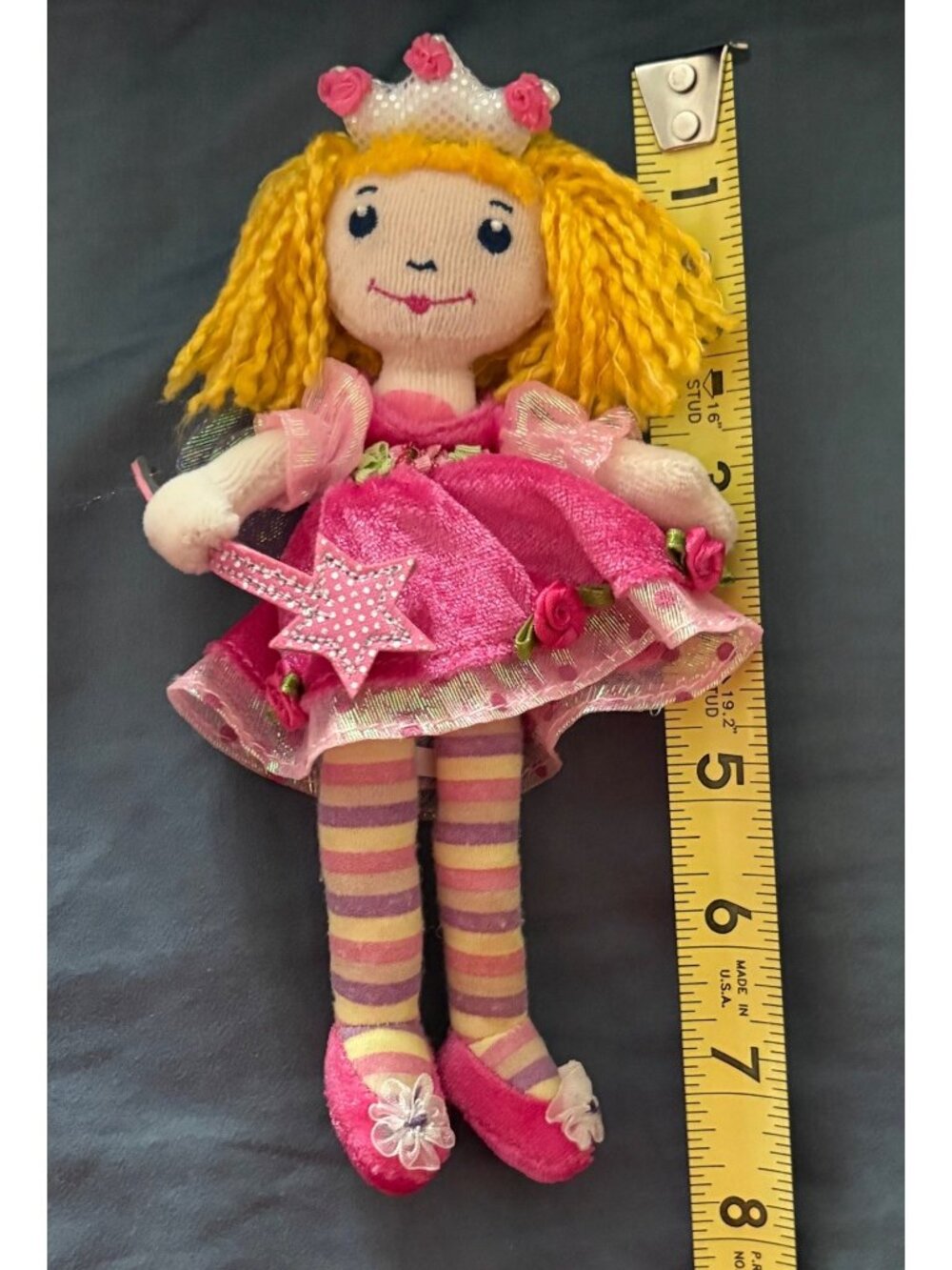 Princess Lillifee Fairy Doll Pink Dress Star Wand Crown Yellow Yarn Hair Wings - Picture 8 of 8